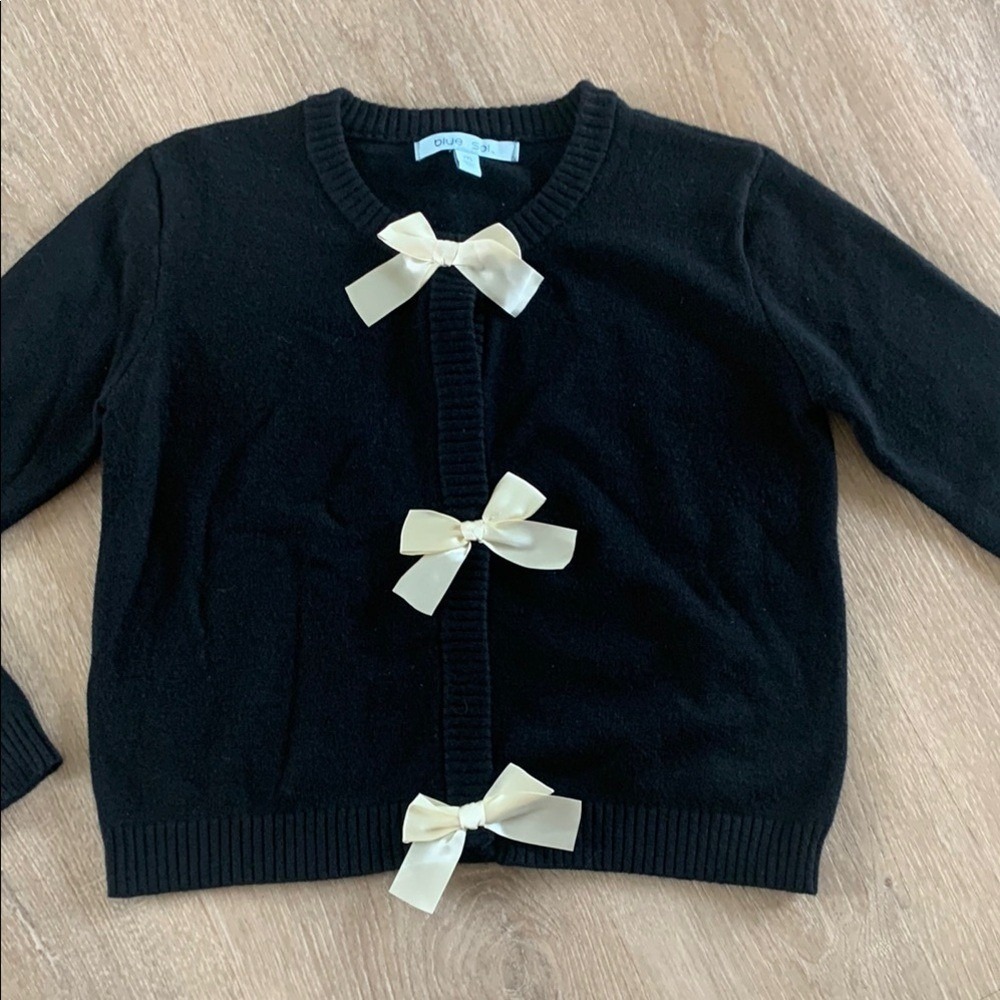 Blue Sol‎ Cardigan sweater black cream bow details size M